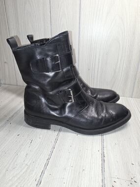 Emmanuel Crasto Italy Soft Black Leather Harness Boots Riding Dbl Buckle 41 8 M